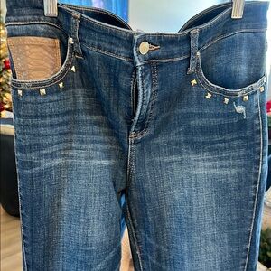Chico's Dark Blue Jeans with Gold Studs